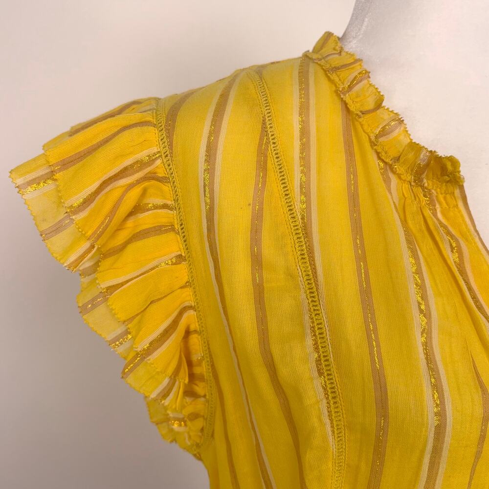 Apiece Apart Maria Del Mar Top in Yellow Metallic Stripe Size 4 - Picture 5 of 12